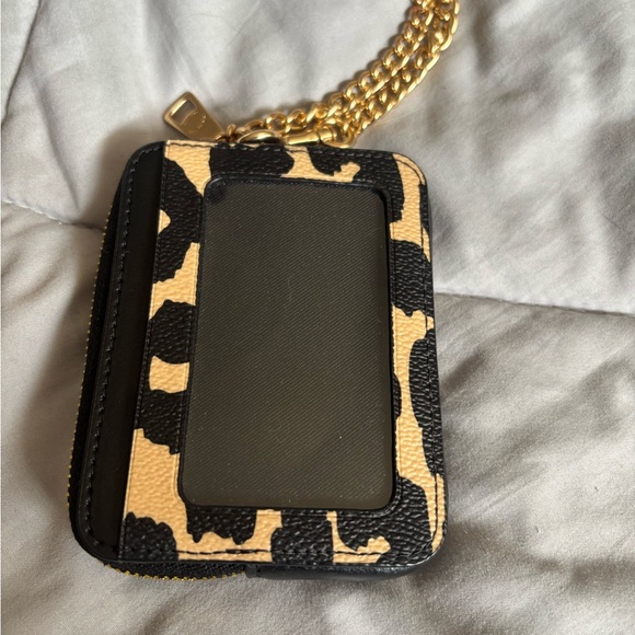Coach Black and Tan Leopard Card Holder - Picture 2 of 6